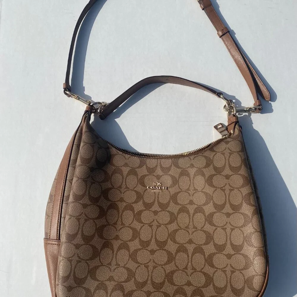 Coach Brown Signature Coated Canvas and Leather Harley Hobo - Picture 15 of 16